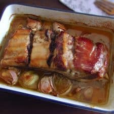 Spare ribs with honey in the oven on a baking dish