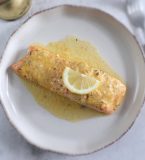Easy baked salmon with lemon and mustard sauce