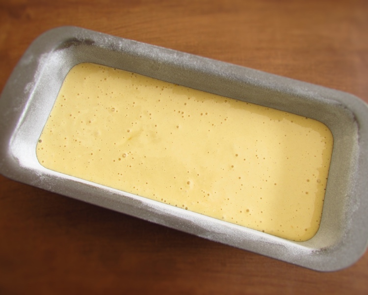 Fennel honey cake dough on a loaf tin