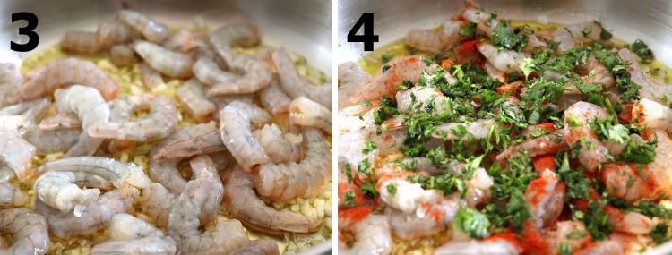 Quick and easy garlic shrimp step 3 and 4