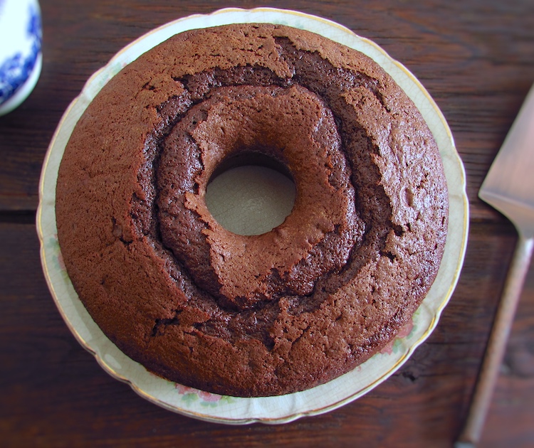 Chocolate yogurt cake on a plate