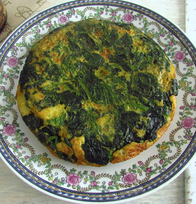 Spanish Omelette with Spinach in a plate