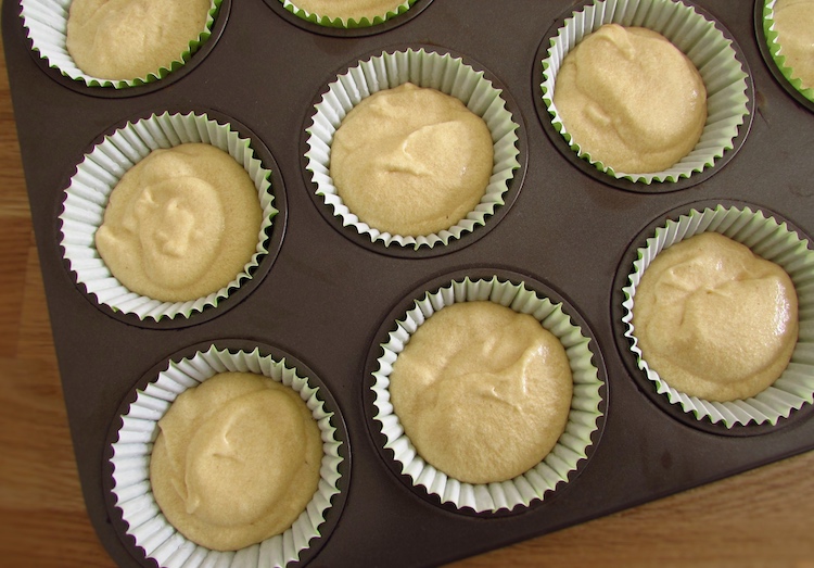 Butter muffins dough in paper liners