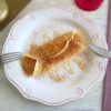 Crepe stuffed with apple jam on a plate