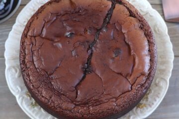 Easy moist chocolate cake on a plate