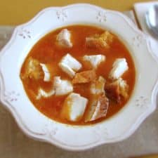 Croaker soup on a soup bowl