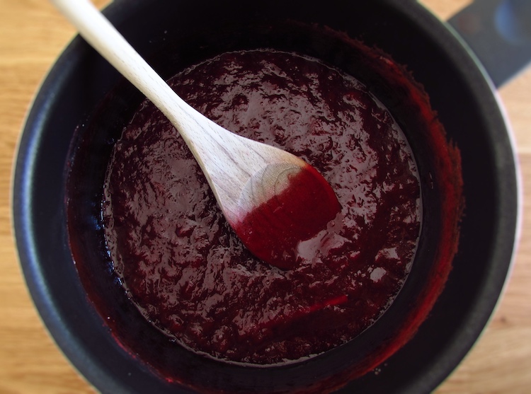 Strawberries jam on a saucepan