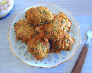 Tuna fritters on a plate
