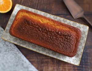 Best Orange Loaf Cake in a rectangular platter