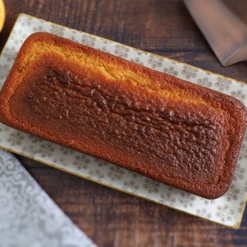 Best Orange Loaf Cake in a rectangular platter