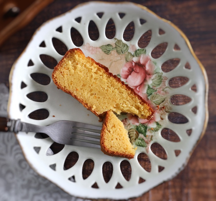 Orange Loaf Cake slices in a plate