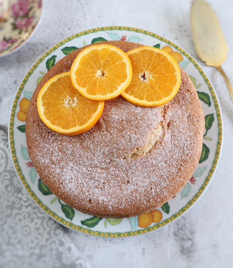 Orange Sponge Cake in a plate