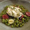 Peas with hake on a dish