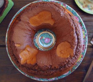 Chocolate orange marble cake on a plate