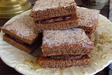 Stuffed chocolate squares on a plate