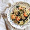 Shrimp and Spinach Pasta on a plate