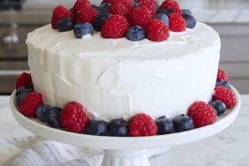 Fresh Berry Cream Cake with Buttercream on a plate