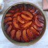 Caramel apple upside down cake on a plate