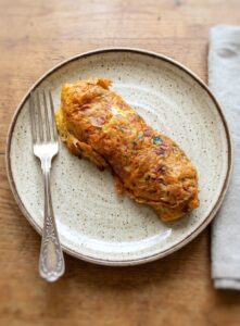 Easy chicken omelette on a plate