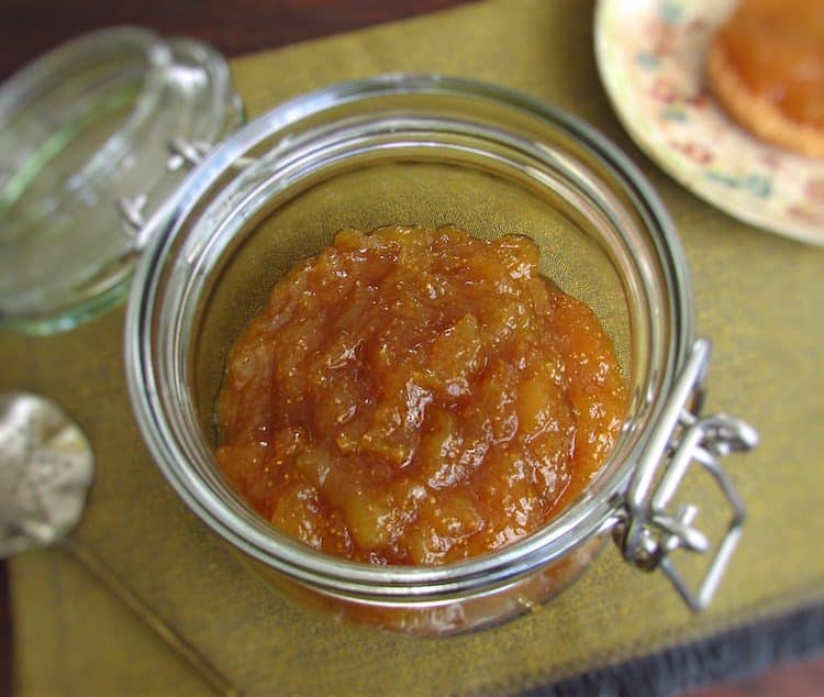 Fig jam on a glass jar