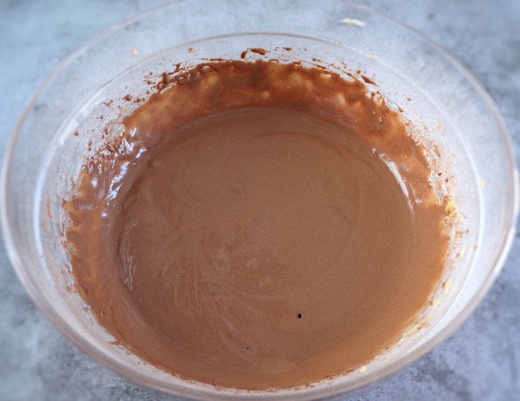 Chocolate dough on a glass bowl