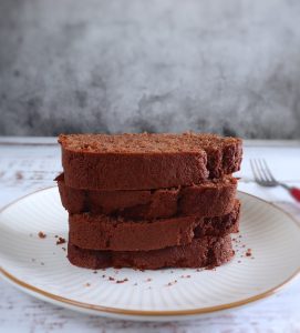 Banana cocoa cake slices on a plate