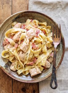 Creamy Chicken and Bacon Pasta on a plate