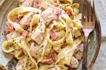 Creamy Chicken and Bacon Pasta on a plate