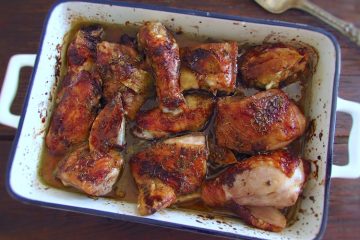 Bittersweet chicken in the oven on a baking dish