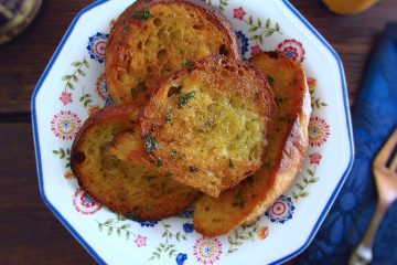 Fried bread on a dish bowl