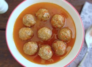 Meatballs with beer sauce on a dish bowl