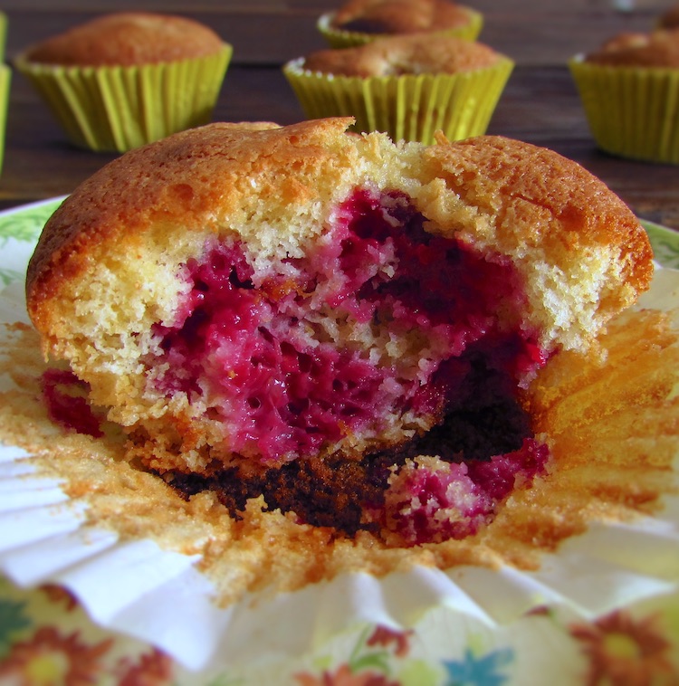 Raspberry muffin on a plate