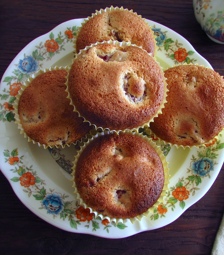 Raspberry muffins on a plate