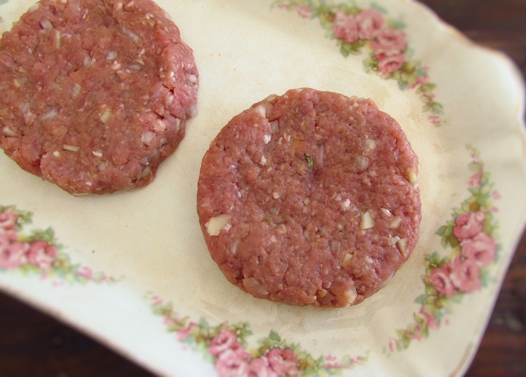 Meat mixture in the shape of burgers