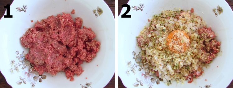 Hambúrgueres com pera caramelizada passo 1 e 2