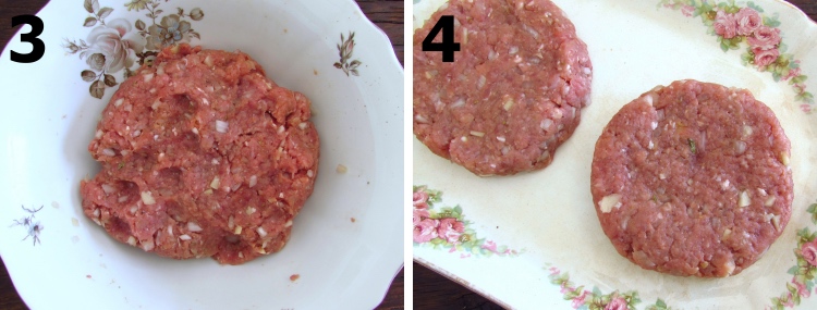 Hambúrgueres com pera caramelizada passo 3 e 4