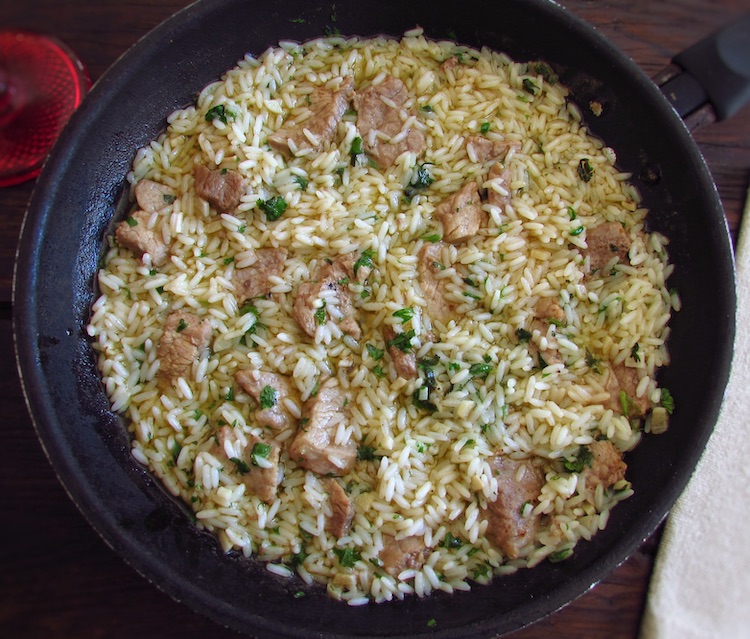 Easy beef rice in a skillet