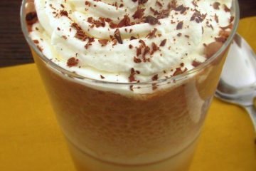Chocolate milkshake with cream on a glass cup