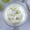 Lime mousse in a glass bowl