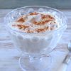 Easy wafer cinnamon pudding on a glass bowl