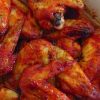 Roasted chicken wings on a baking dish