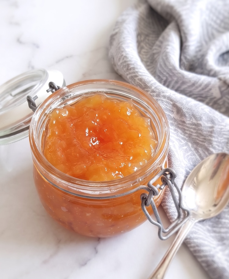 Pear Honey Jam in a glass jar