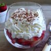 Strawberries and chantilly sweet on a glass bowl