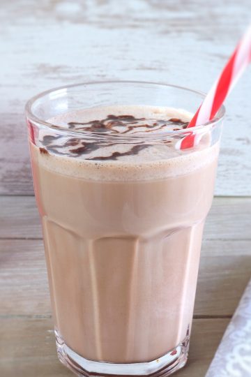 Chocolate milkshake on a glass cup
