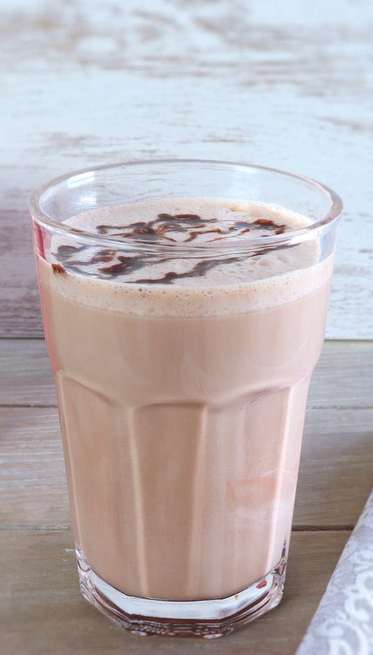 Chocolate milkshake on a glass cup