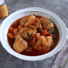 Chicken stew on a tureen
