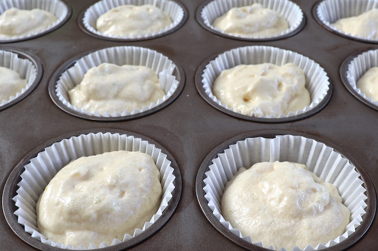 Lime yogurt dough on muffin tins