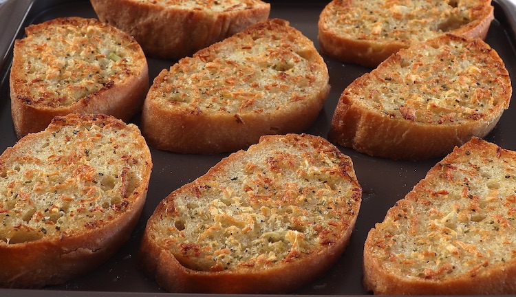 Easy garlic bread on a baking sheet