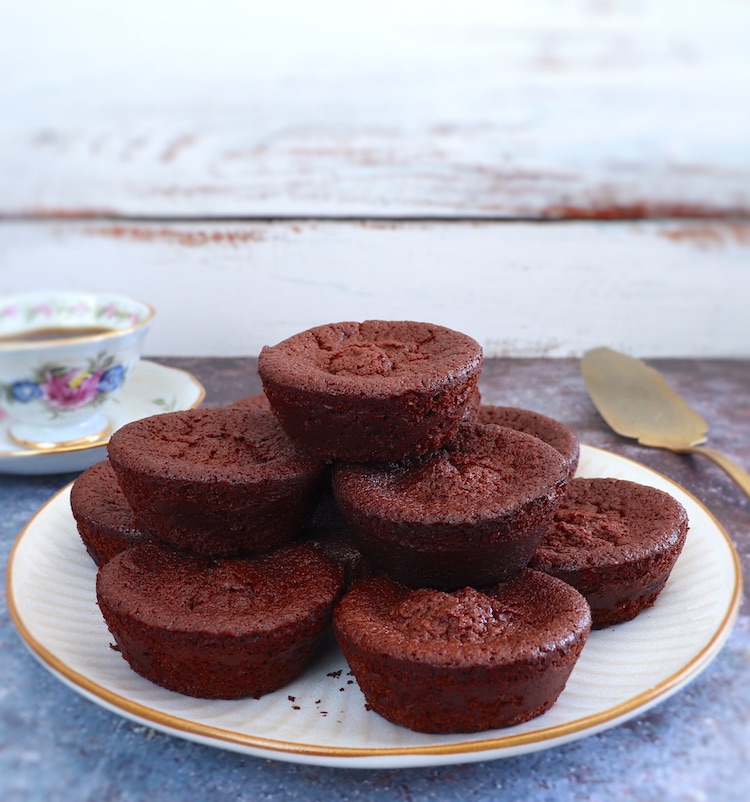 Cocoa strawberry muffins on a plate