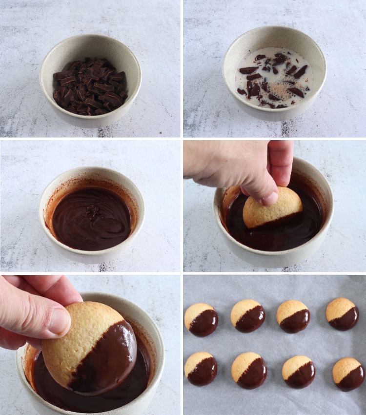 Chocolate dipped shortbread cookies steps